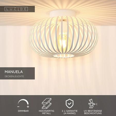 Lucide MANUELA Deckenleuchte Ø39,5 cm 1xE27 Weiß Metall Industrial Design