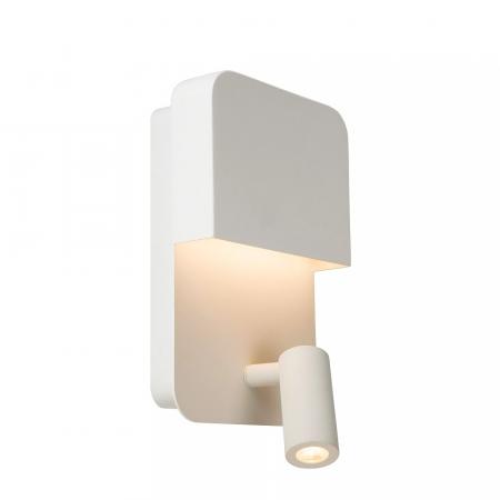 Lucide BOXER Bettleuchte / Wandleuchte LED 3000K Weiß mit USB-Ladepunkt