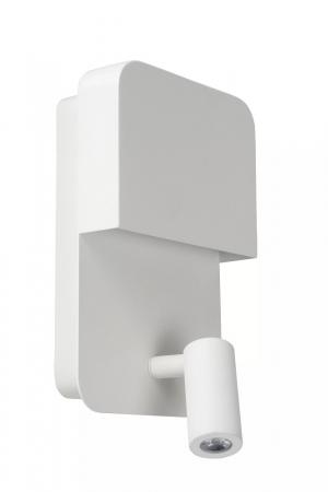 Lucide BOXER Bettleuchte / Wandleuchte LED 3000K Weiß mit USB-Ladepunkt