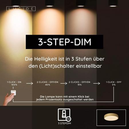 Lucide UNAR LED Deckenleuchte Ø30cm 3-StepDim 2700K Messing modern