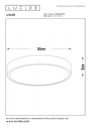 Lucide UNAR LED Deckenleuchte Ø30cm 3-StepDim 2700K Messing modern