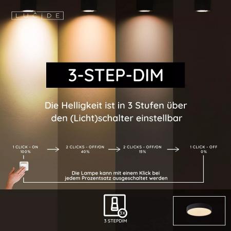 Lucide UNAR LED Deckenleuchte Ø30cm 3-StepDim 2700K Schwarz modern