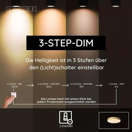 Lucide UNAR - LED Deckenleuchte Ø 39,5 cm 3-StepDim 2700K Mattes Gold / Messing