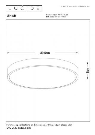 Lucide UNAR - LED Deckenleuchte Ø 39,5 cm 3-StepDim 2700K Schwarz
