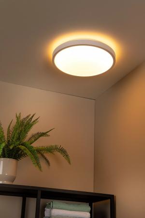 Lucide DASHER - Deckenleuchte Badezimmer - Ø 41 cm - LED - 1x24W 2700K - IP44 - Bewegungssensor - Weiß