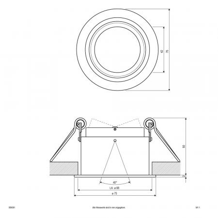 EVN Decken-Einbaustrahler für Niedervolt GU5.3 Leuchtmittelrund weiß IP20 12V EinbauØ68