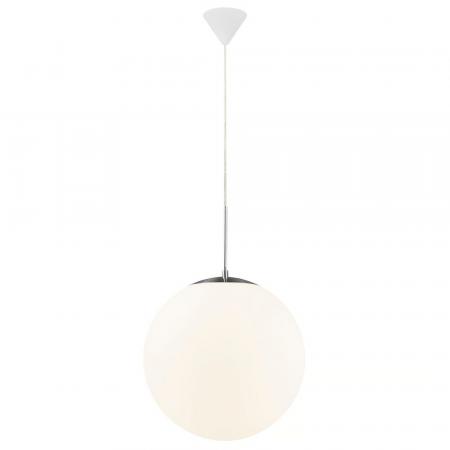 Klassiker an der Decke, Pendeleuchte mit Glaskugel Schirm weiß 30cm