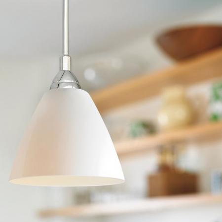 NORDLUX Weiße Pendelleuchte 14cm mit Opalfarbenem Glas Stoffkabel