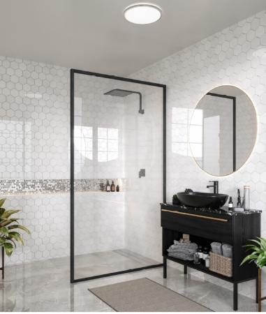 Aktion: Nur noch angezeigter Bestand verfügbar - Ultradünne sehr moderne runde Deckenleuchte Bad Leuchte 42cm dimmbar weiß IP54