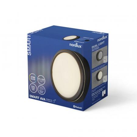 Nordlux Ava Smart LED Decken- und Wandleuchte, schwarz, 9,5 W, 2700 K, 600 lm, Bluetooth