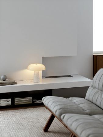 DFTP Glossy Tischleuchte Marmor in Opal weiss