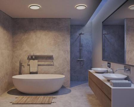 Flache leistungsstarke LED-Badezimmer Deckenleuchte schaltbar schwarz