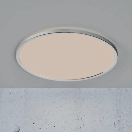Runde flache Deckenleuchte für innen und aussen spritzwassergeschützt 42cm Chrom IP54 von NL