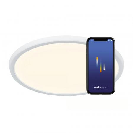 Nordlux Smart Oja Flache runde Deckenleuchte 29cm Bluetooth für moderne Wohnräume Tunable White