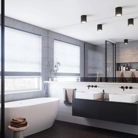 Nordlux Landin 14 moderne Badezimmerbeleuchtung Schwarz dimmbar Spritzwasser geschützt angenehmes Warmweiß