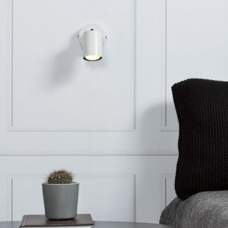 Weißer LED-Strahler Explore mit zylindrischem Metallschirm