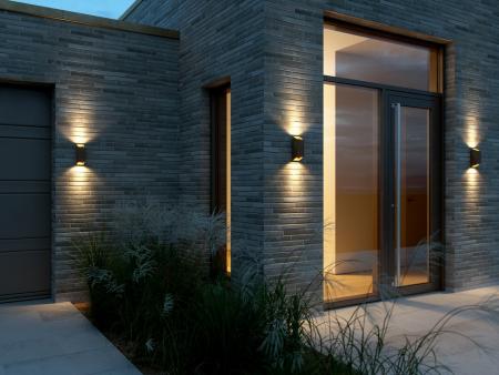 Nordlux Nico Square 22 elegante Wandleuchte Rost Spritzwasser geschützt dimmbar modernes Design