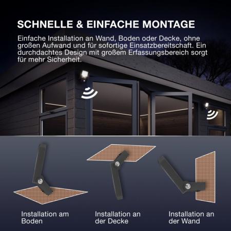 Osram Endura LED Außen Fluter mit Sensor 20W 3000K warmweißes Licht IP44 grau