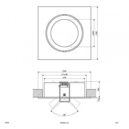 EVN Decken-Einbaustrahler für GU5.3 Leuchtmittel quad. schwenkbar EDS IP20 12V EinbauØ68