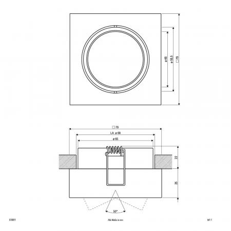 EVN Decken-Einbaustrahler für GU5.3 Leuchtmittel quad. schwenkbar chrom IP20 12V EinbauØ68
