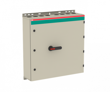 ABB OT400DLRR6TZ Sicherheitsschalter im Stahlblechgehäuse 6-polig 220 kW 400 V mit schwarzem Griff, IP65 Einführung oben und unten