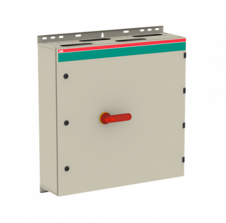 ABB OT315KLCC6AZ Sicherheitsschalter im Stahlblechgehäuse 6-polig 160 kW 400 V mit rot-gelbem Griff, IP65 Einführung oben und unten