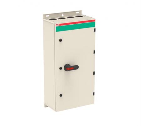 ABB OT400DTRR3TZ EMV-Sicherheitsschalter im Stahlblechgehäuse 3-polig 220 kW 400 V mit schwarzem Griff, IP65 Einführung oben und unten