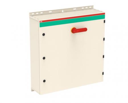 ABB OT400DAUR6AZ Sicherheitsschalter im Stahlblechgehäuse 6-polig 220 kW 400 V mit rot-gelbem Griff, IP65 Einführung unten