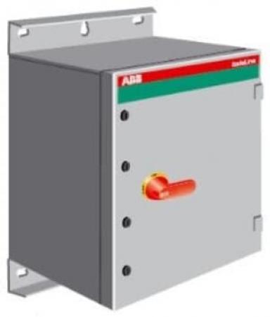 ABB OT630KAUR6AZ Sicherheitsschalter im Stahlblechgehäuse 6-polig 315 kW 400 V mit rot-gelbem Griff, IP65 Einführung unten
