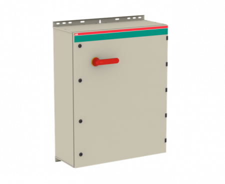 ABB OT630KAUC6AZ Sicherheitsschalter im Stahlblechgehäuse 6-polig 315 kW 400 V mit rot-gelbem Griff, IP65 Einführung unten