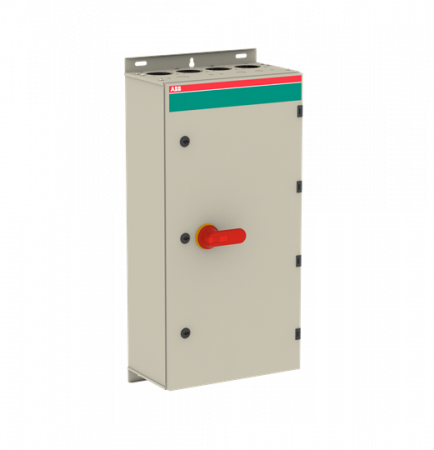 ABB OT400DTRR3AZ EMV-Sicherheitsschalter im Stahlblechgehäuse 3-polig 220 kW 400 V mit rot-gelbem Grif, IP65 Einführung oben und unten