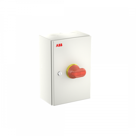 ABB OTL36A6B Sicherheitsschalter im Stahlblechgehäuse 6-polig 22 kW 400 V mit rot-gelbem Griff, IP65 Einführung oben und unten