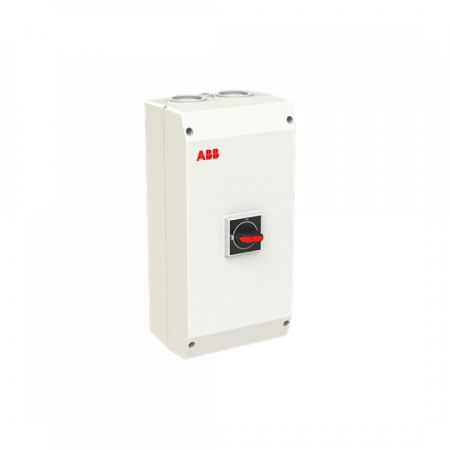 ABB OTE75T4M EMV-Sicherheitsschalter im Kunststoffgehäuse 4-polig 37 kW 400 V mit schwarzem Griff, IP65 Einführung oben und unten