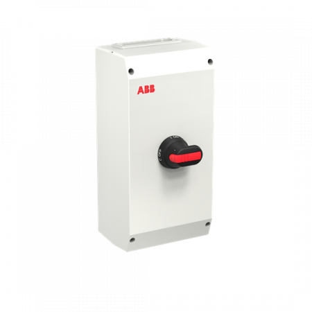 ABB OTE90T6M EMV-Sicherheitsschalter im Kunststoffgehäuse 6-polig 45 kW 400 V mit schwarzem Griff, IP65 Einführung oben und unten