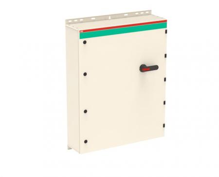 ABB OT800EUUR3TZ EMV-Sicherheitsschalter im Stahlblechgehäuse 3-polig 400 kW 400 V mit schwarzem Griff, IP65 Einführung unten