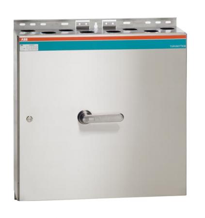 ABB OT400ERRR6TZ Sicherheitsschalter im Edelstahlgehäuse 6-polig 220 kW 400 V mit Edelstahlgriff IP65 Einführung oben und unten