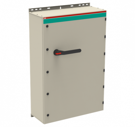 ABB OT1250EUUR3TZ EMV-Sicherheitsschalter im Stahlblechgehäuse 3-polig 710 kW 400 V mit schwarzem Griff, IP65 Einführung unten