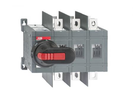 ABB OT250E03WCLP Lastumschalter ohne 0 Position 3-polig 250 A, mit Griff und Welle schnelle Umschaltung I-I+II-II, großer Phasenabstand