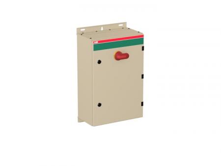 ABB OT160EVUUR3AZ EMV-Sicherheitsschalter im Stahlblechgehäuse 3-polig 80 kW 400 V mit rot-gelbem Grif, IP65 Einführung unten