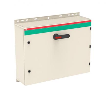 ABB OT160EVAUC6TZ Sicherheitsschalter im Stahlblechgehäuse 6-polig 80 kW 400 V mit schwarzem Griff, IP65 Einführung unten