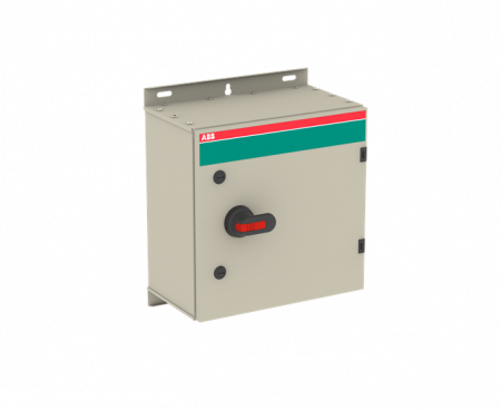 ABB OT125GLUU6BZ Sicherheitsschalter im Stahlblechgehäuse 6-polig 55 kW 400 V mit schwarzem Griff, IP65 Einführung oben und unten