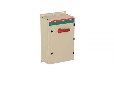 ABB OT125GAUR6AZ Sicherheitsschalter im Stahlblechgehäuse 6-polig 55 kW 400 V mit rot-gelbem Griff, IP65 Einführung unten