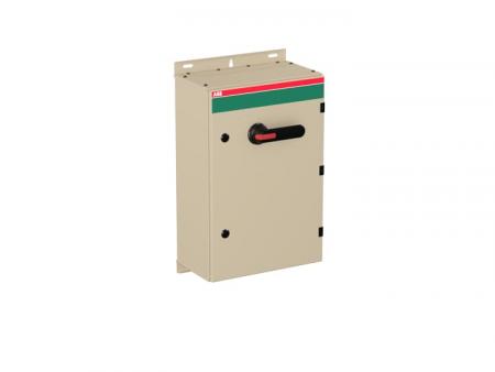 ABB OT125GAUR6TZ Sicherheitsschalter im Stahlblechgehäuse 6-polig 55 kW 400 V mit schwarzem Griff, IP65 Einführung unten