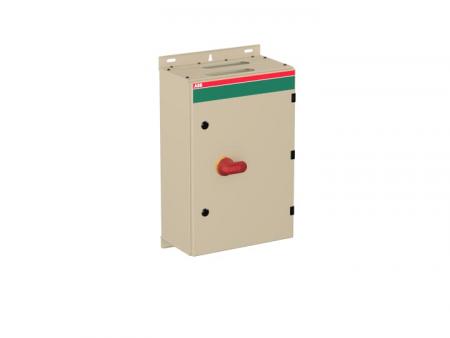 ABB OT160EVLCC3AZ Sicherheitsschalter im Stahlblechgehäuse 3-polig 80 kW 400 V mit rot-gelbem Griff, IP65 Einführung oben und unten