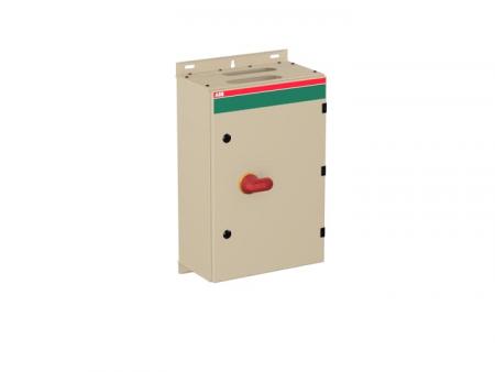ABB OT160EVLCC4AZ Sicherheitsschalter im Stahlblechgehäuse 4-polig 80 kW 400 V mit rot-gelbem Griff, IP65 Einführung oben und unten