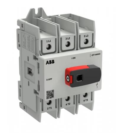 ABB OT160G3-3BS Lasttrennschalter OT Plus 160 A, Baugröße G3, 3-polig, DIN-Montage, Schraubklemmen IEC60947-3 und UL60947-4-1