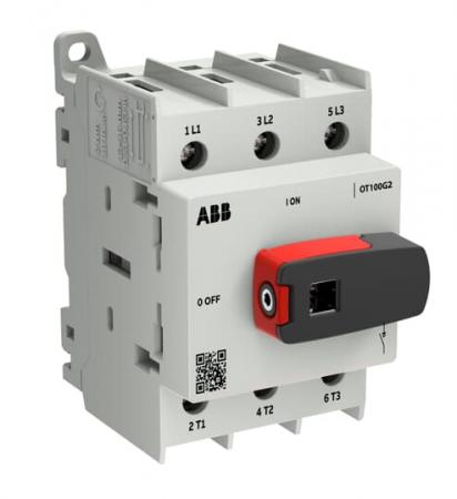 ABB OT100G2-3BS Lasttrennschalter OT Plus 100 A, Baugröße G2, 3-polig, DIN-Montage, Schraubklemmen IEC60947-3, UL60947-4-1 und UL98