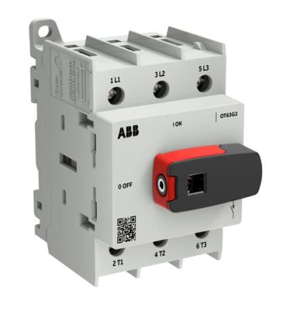 ABB OT63G2-3BS Lasttrennschalter OT Plus 63 A, Baugröße G2, 3-polig, DIN-Montage, Schraubklemmen IEC60947-3 und UL60947-4-1