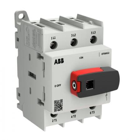 ABB OT80G2-3BS Lasttrennschalter OT Plus 80 A, Baugröße G2, 3-polig, DIN-Montage, Schraubklemmen IEC60947-3 und UL60947-4-1