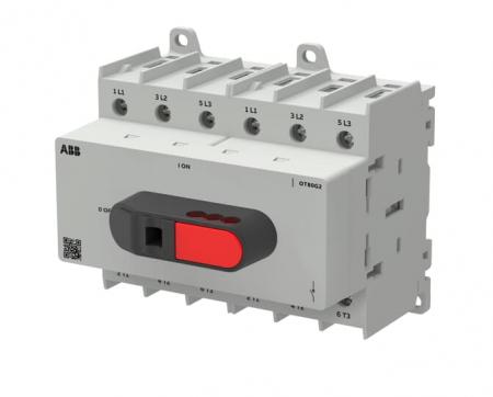 ABB OT80G2-6BS Lasttrennschalter OT Plus 80 A, Baugröße G2, 4-polig, 4. Pol rechts Türmontage, Schraubklemmen IEC60947-3 und UL60947-4-1